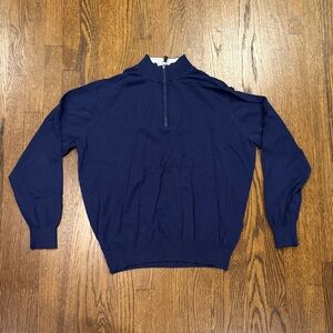 Peter Millar Men's Deep Blue Zip-Up Sweater